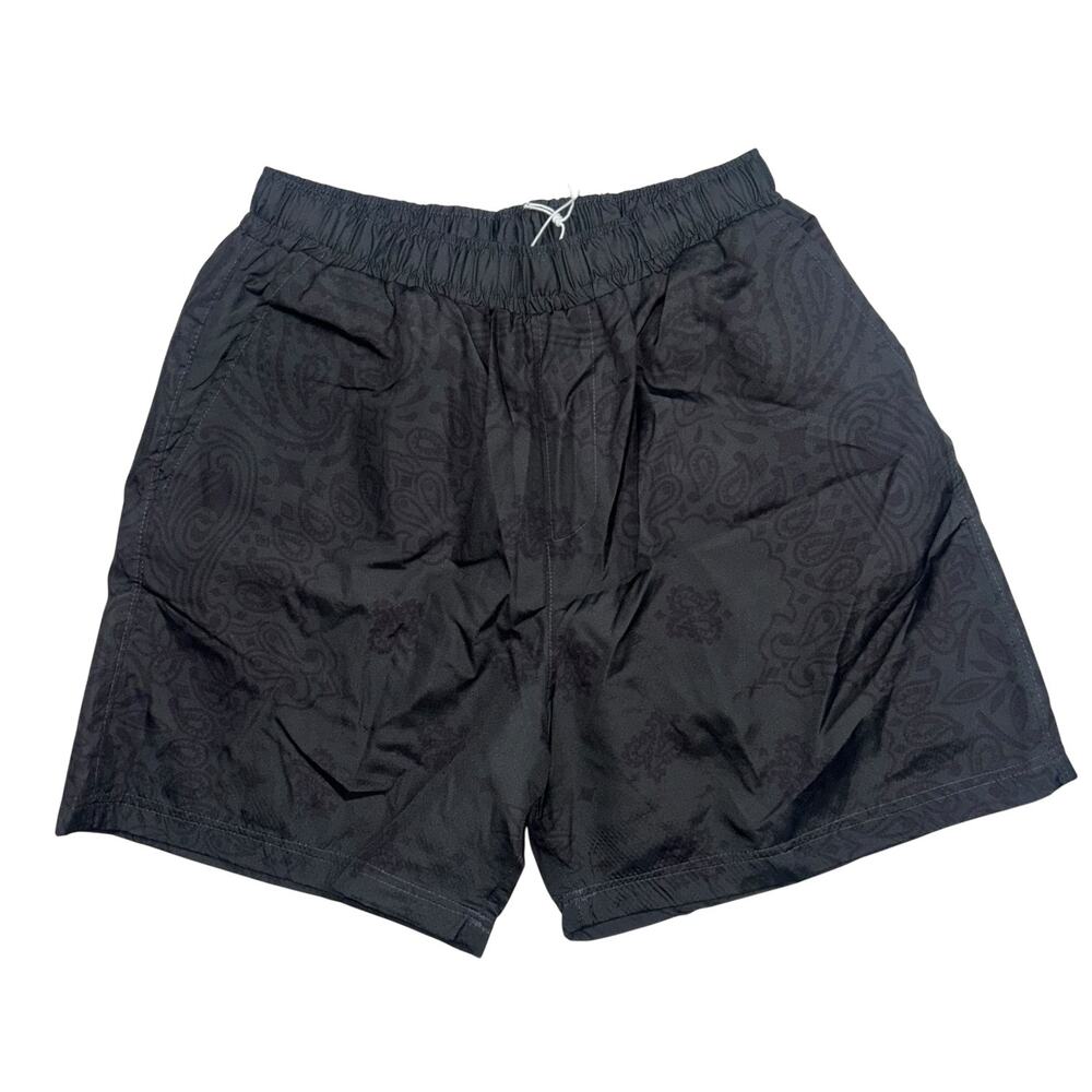 MNML Nylon Paisley Shorts Mens Small Black Bandana Print Streetwear NWT